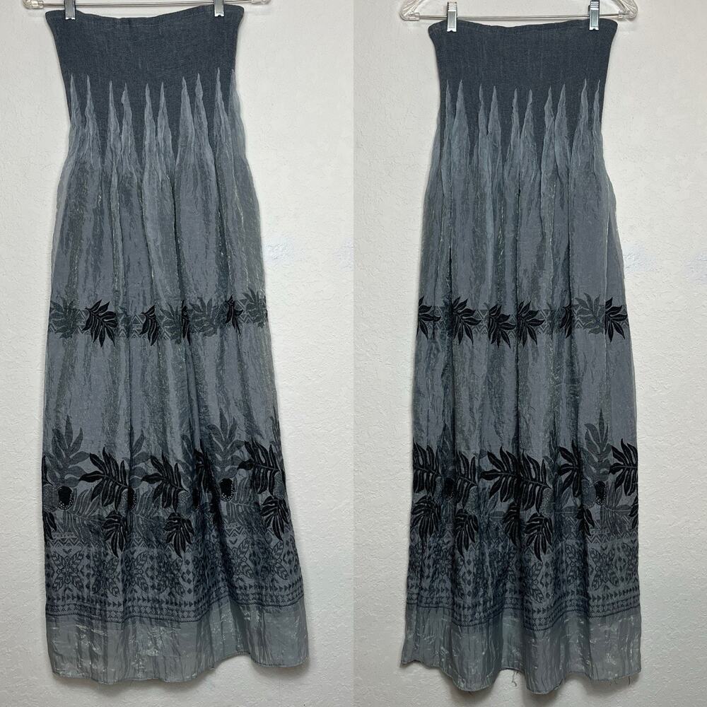 Anthro Lapis Maxi Tube Strapless Bandeau Dress Convertible Size: OS, grey/silver
